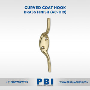 Curved Coat Hook – Brass Finish (AC-1119)